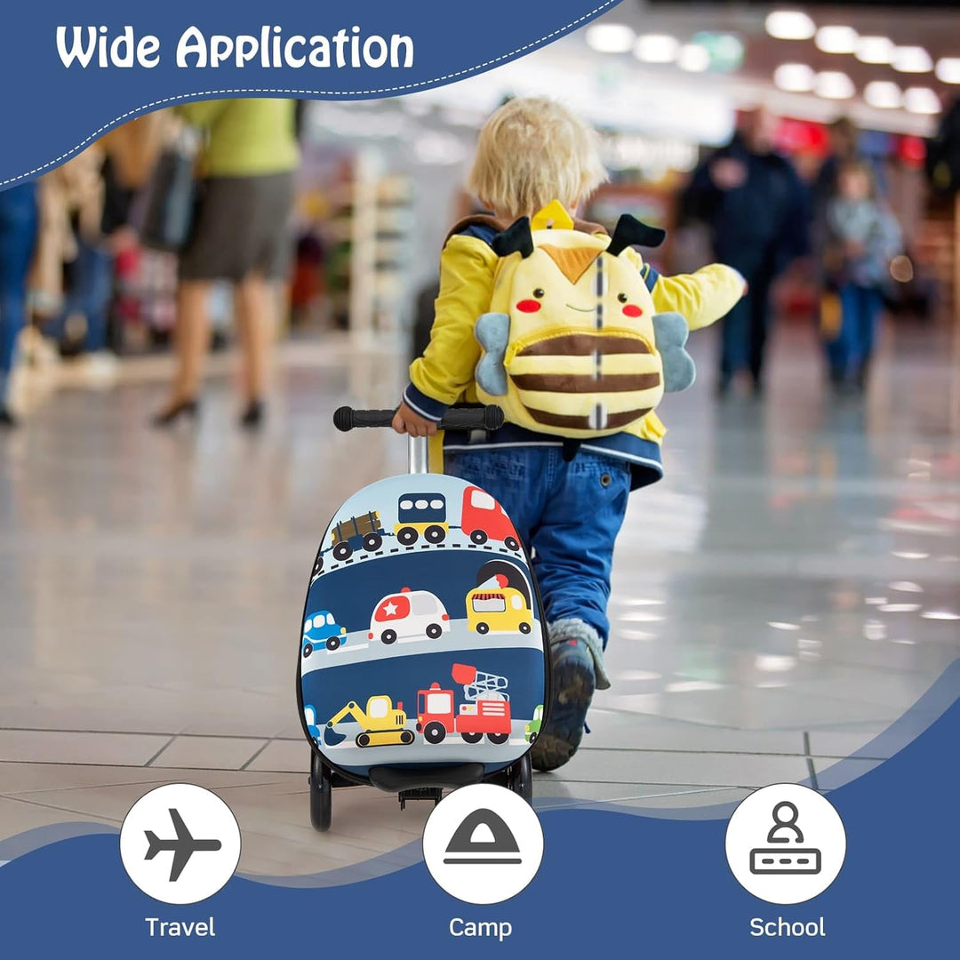 2-in-1 Kids' Scooter Suitcase with LED Wheels