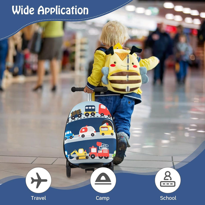 2-in-1 Kids' Scooter Suitcase with LED Wheels