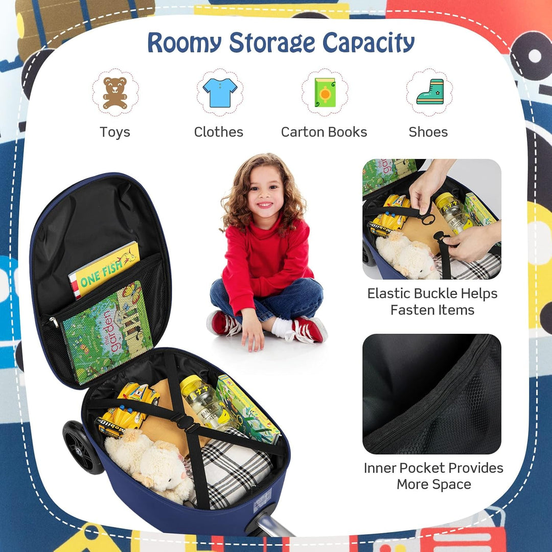 2-in-1 Kids' Scooter Suitcase with LED Wheels