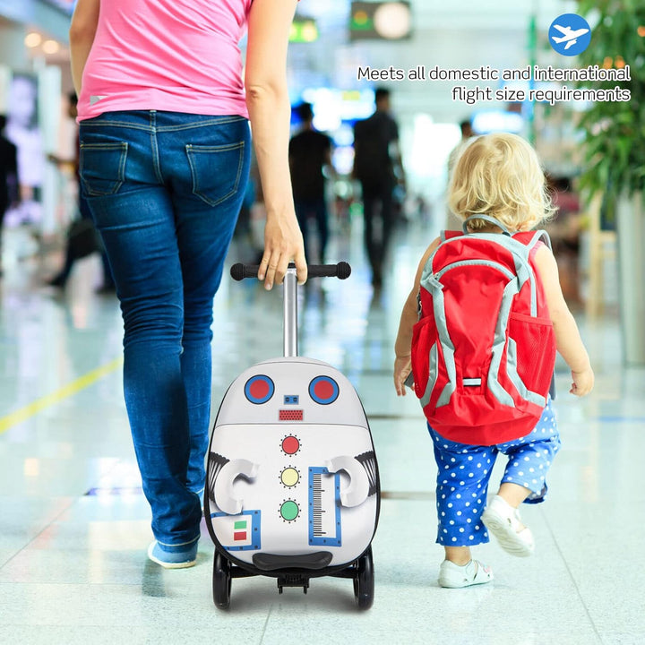 2-in-1 Kids' Scooter Suitcase with LED Wheels