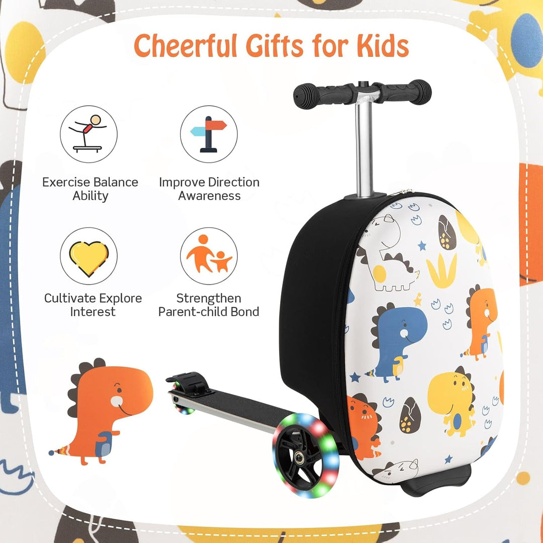 2-in-1 Kids' Scooter Suitcase with LED Wheels