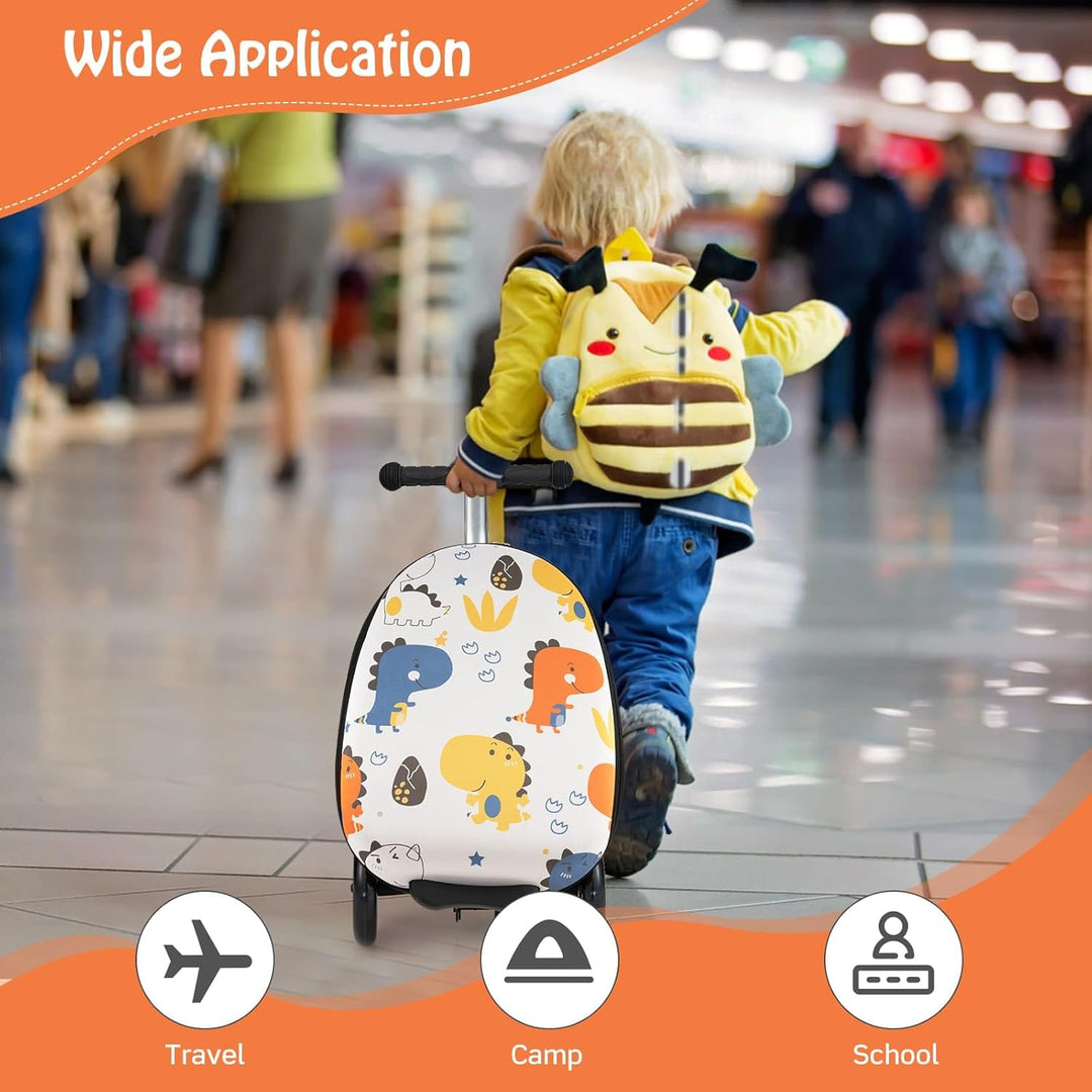 2-in-1 Kids' Scooter Suitcase with LED Wheels