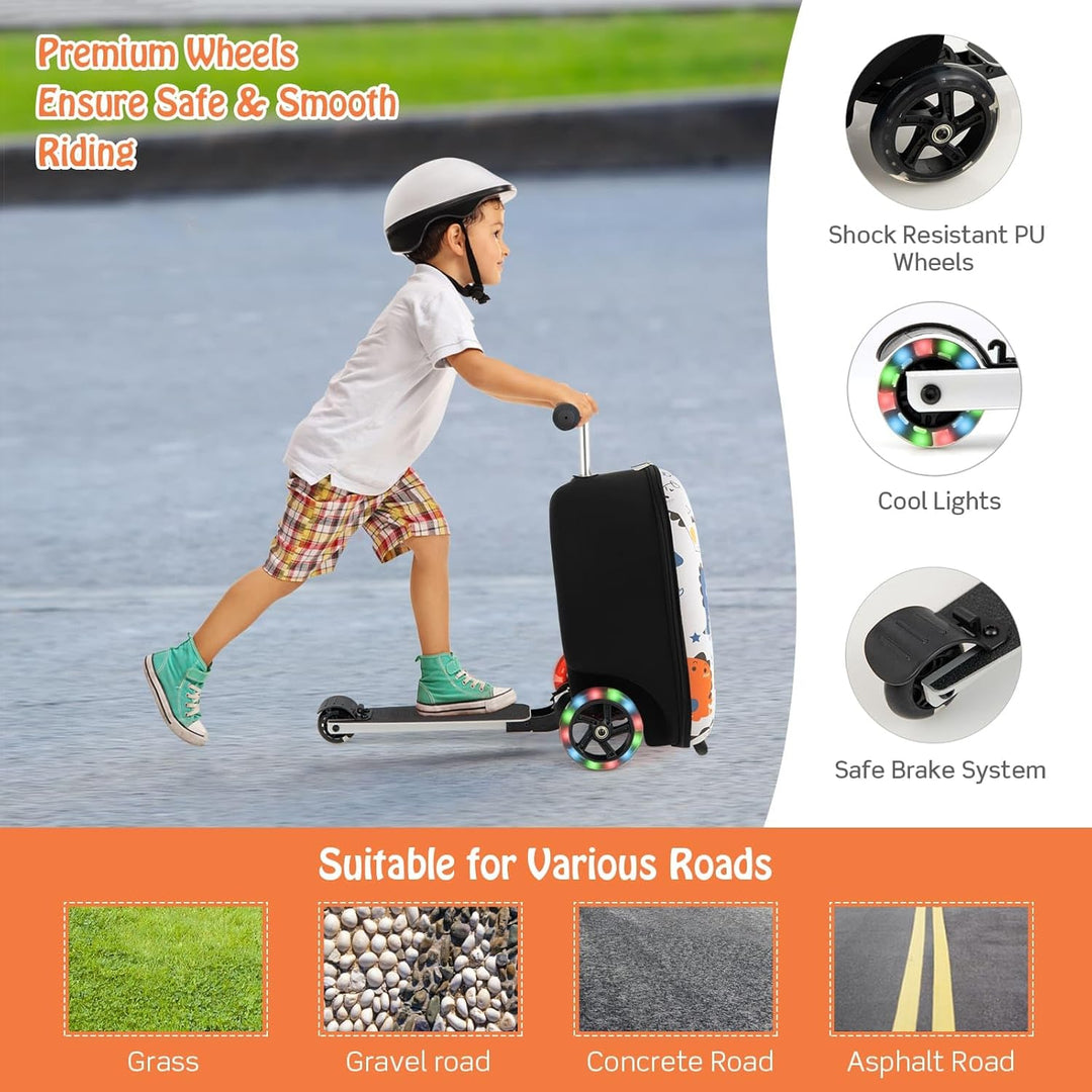 2-in-1 Kids' Scooter Suitcase with LED Wheels