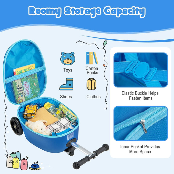 2-in-1 Kids' Scooter Suitcase with LED Wheels