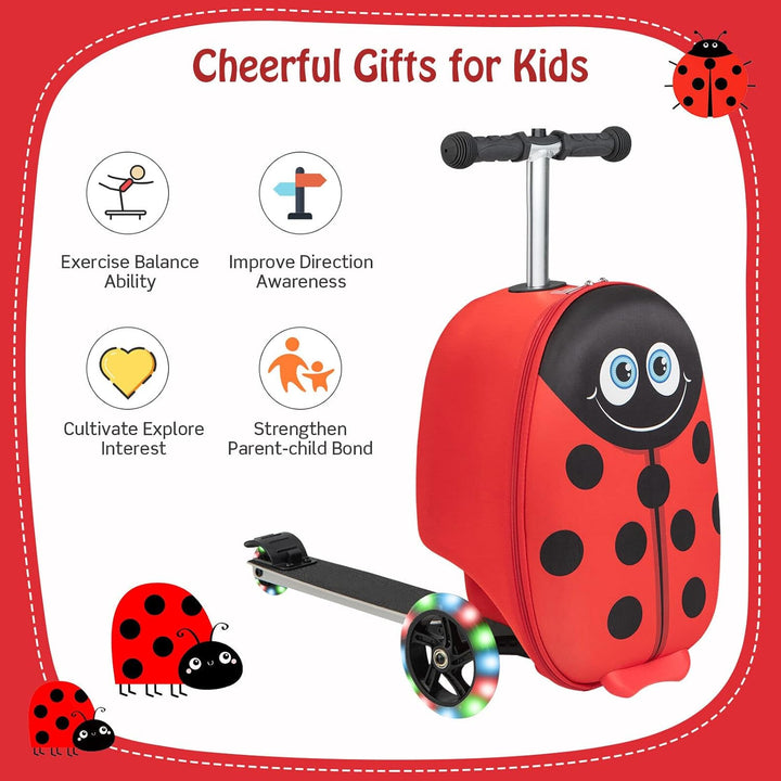 2-in-1 Kids' Scooter Suitcase with LED Wheels