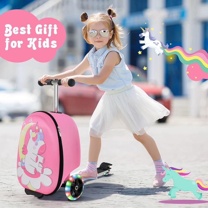 2-in-1 Kids' Scooter Suitcase with LED Wheels
