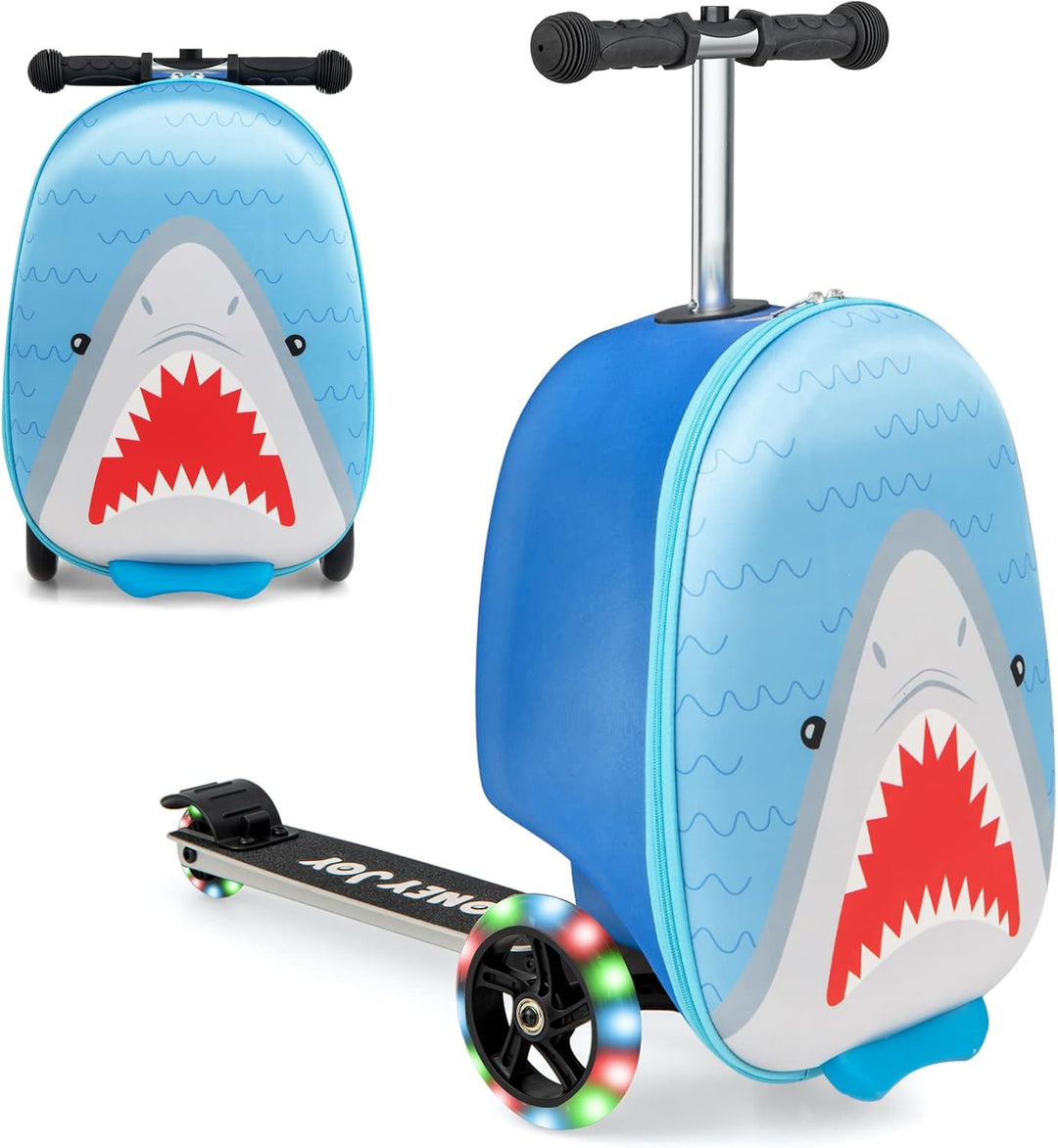 2-in-1 Kids' Scooter Suitcase with LED Wheels