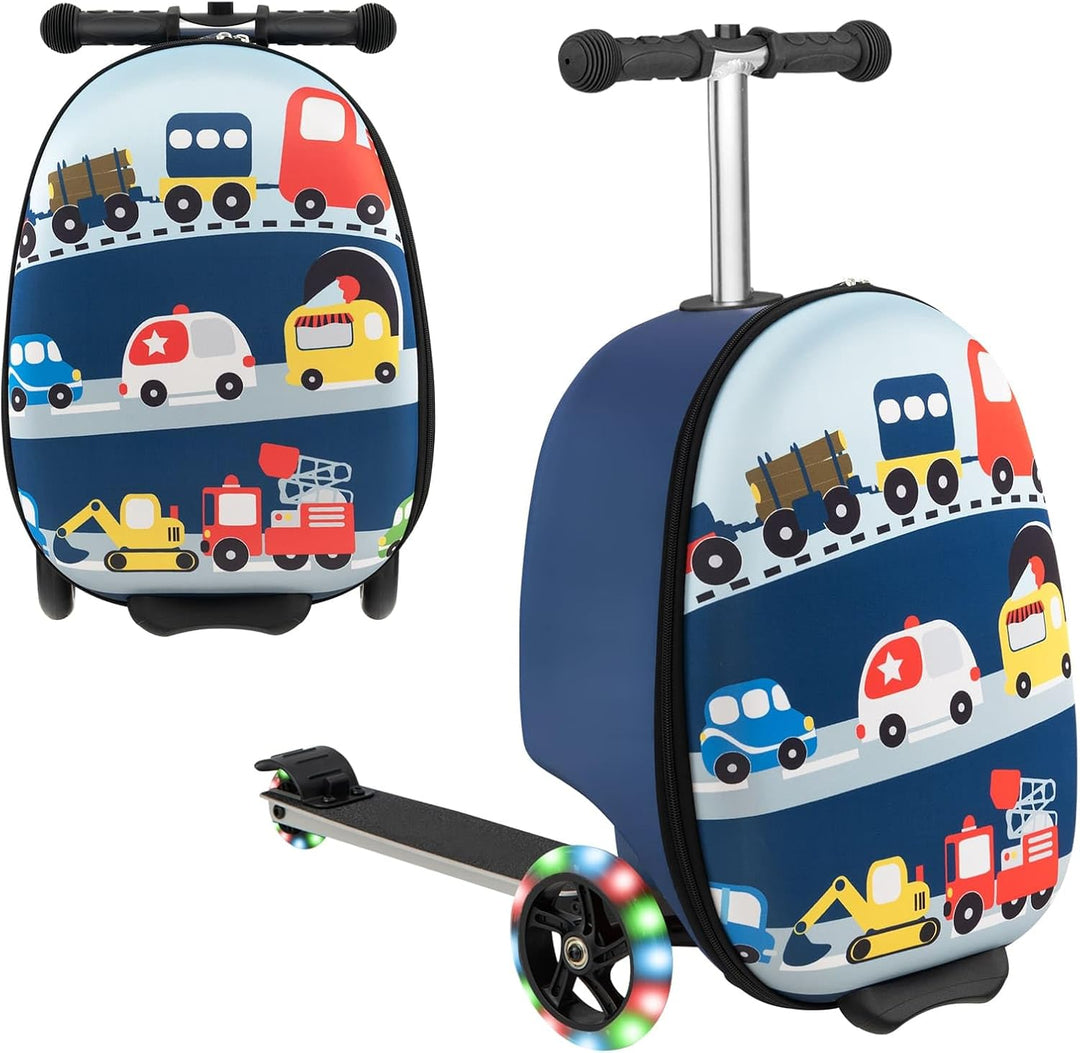 2-in-1 Kids' Scooter Suitcase with LED Wheels