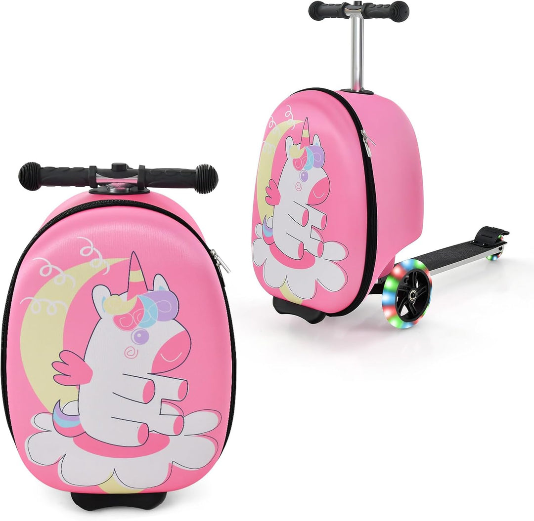 2-in-1 Kids' Scooter Suitcase with LED Wheels