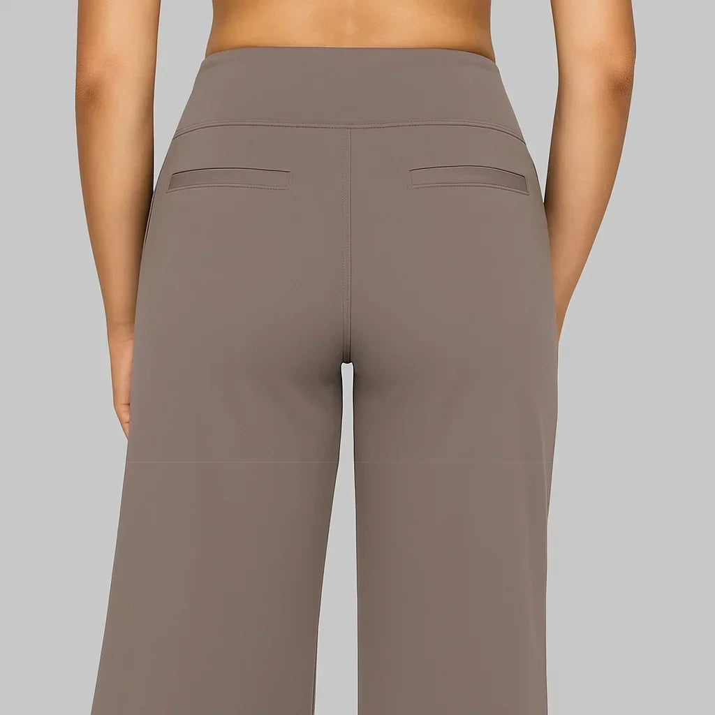Women's High-Waisted Stretch Trousers – Comfortable Pull-On Trousers