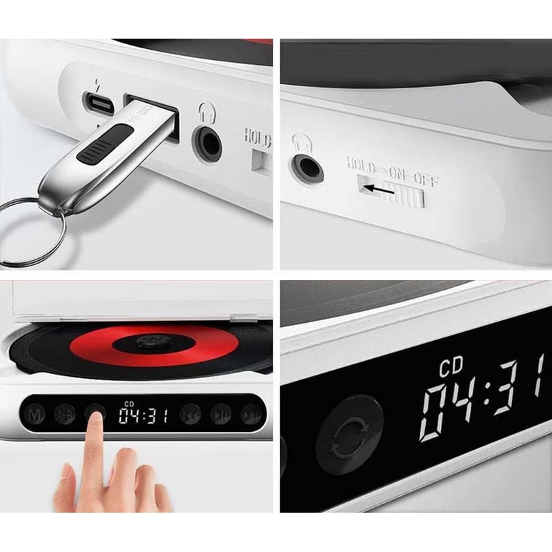 Portable Bluetooth CD Player with Hi-Fi Sound – 4 Colours