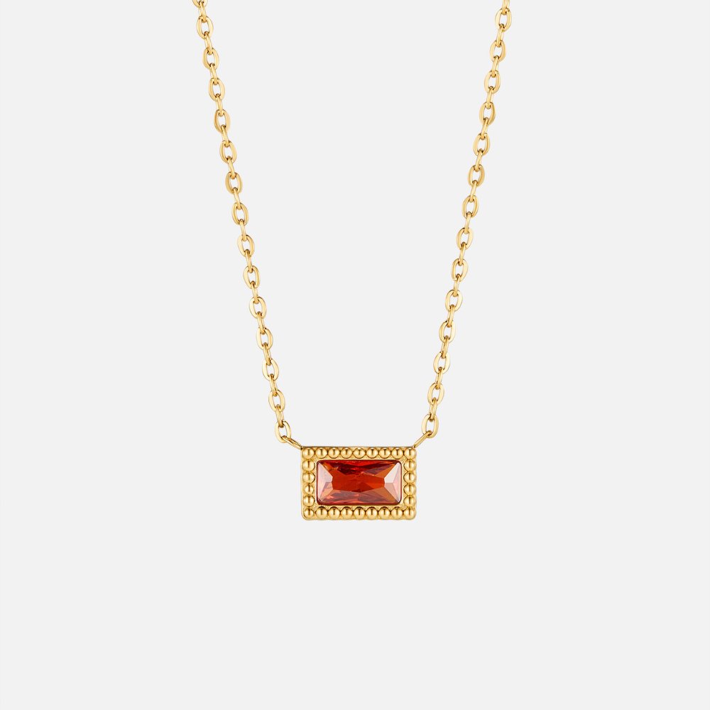 Baguette Birthstone Necklace.