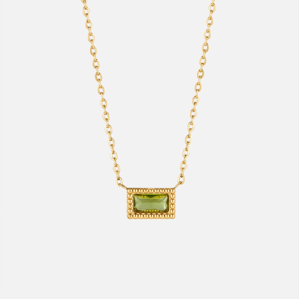 Baguette Birthstone Necklace.