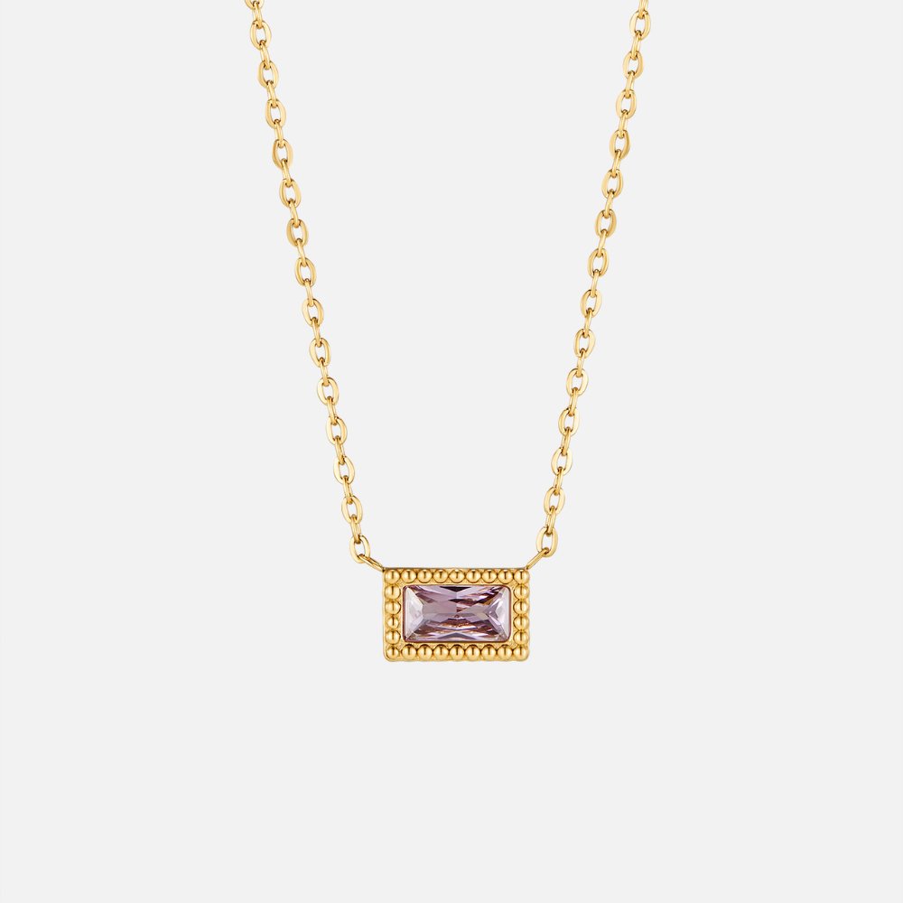 Baguette Birthstone Necklace