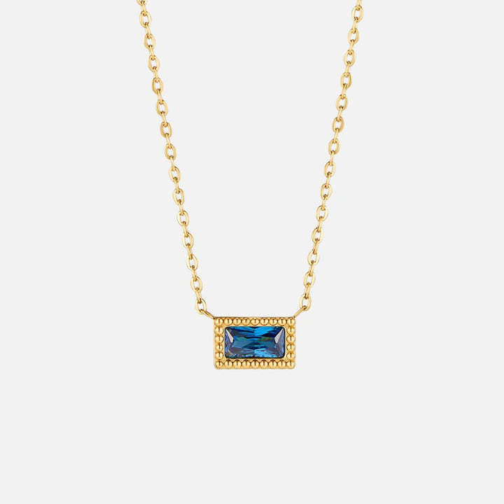 Baguette Birthstone Necklace.