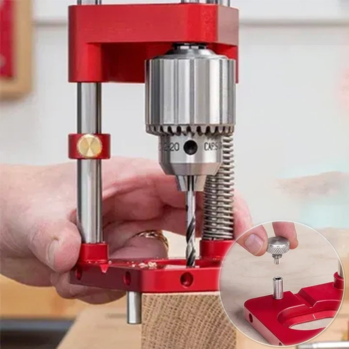 Drill Press Guide for Handheld Drills - Portable, Adjustable Woodworking Jig