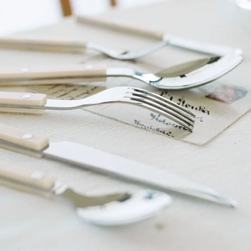 Set of 24 Stainless Steel Cutlery Pieces with Engraved Design – BistroLine
