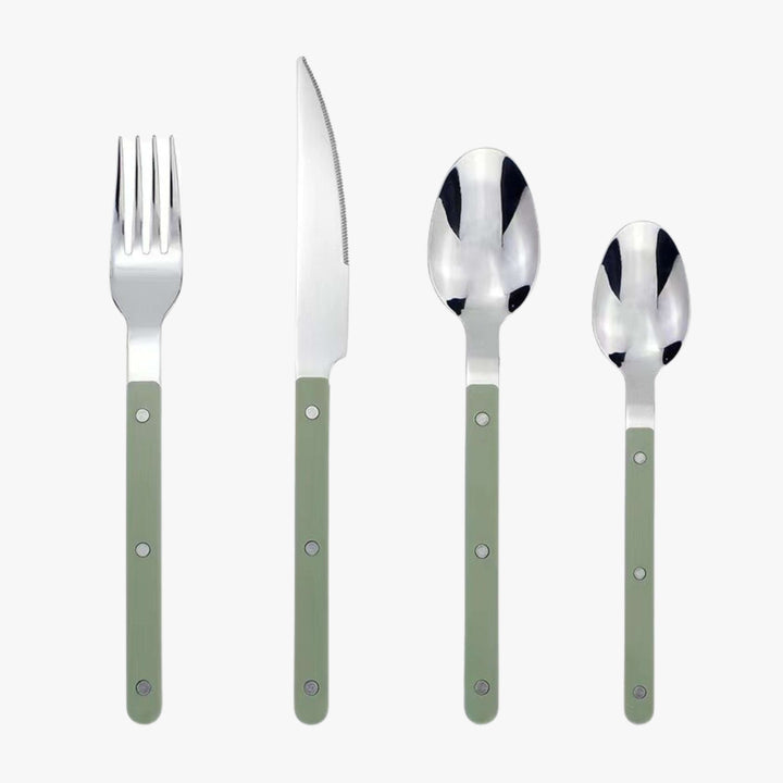 Set of 24 Stainless Steel Cutlery Pieces with Engraved Design – BistroLine
