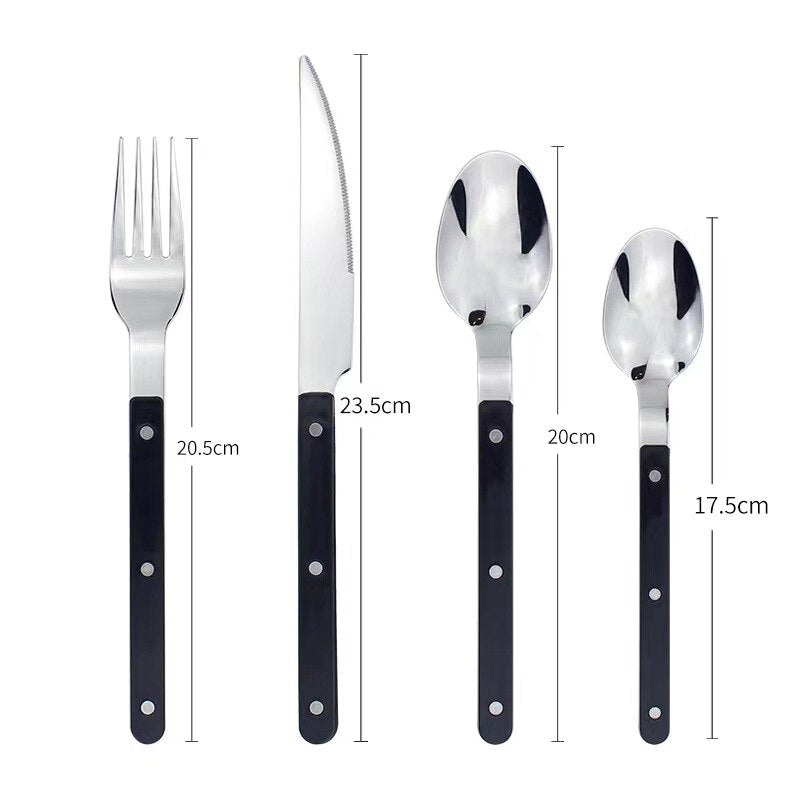 Set of 24 Stainless Steel Cutlery Pieces with Engraved Design – BistroLine