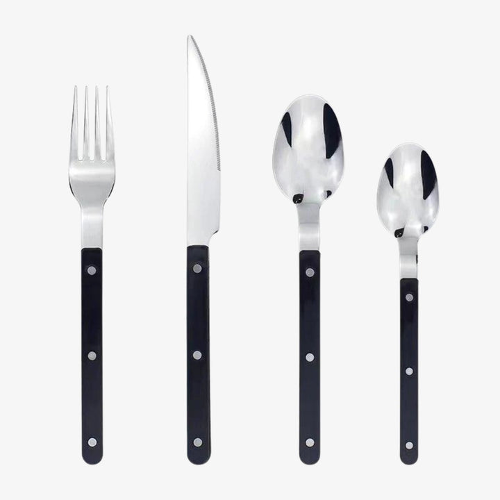 Set of 24 Stainless Steel Cutlery Pieces with Engraved Design – BistroLine