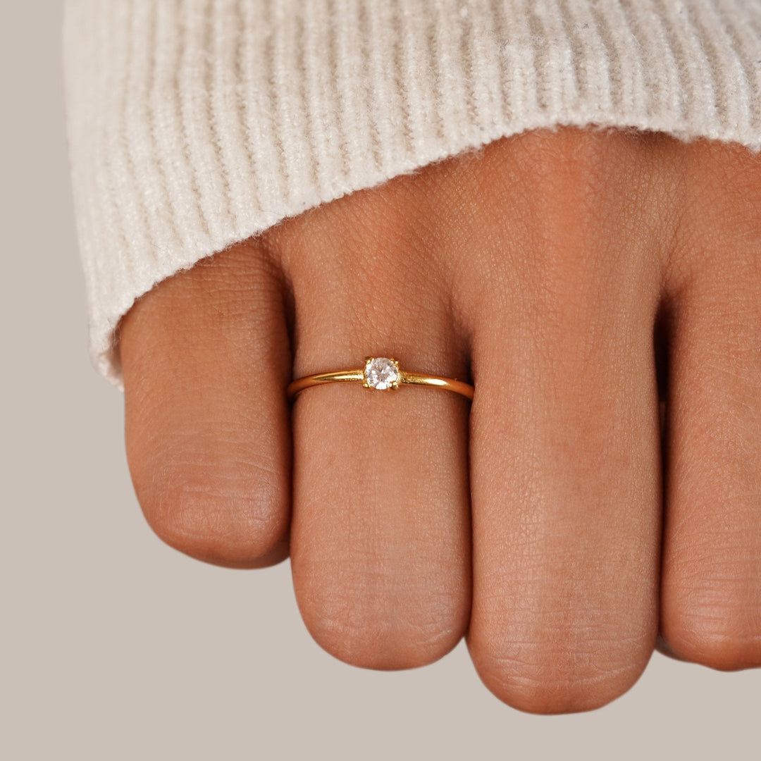 Soft gold ring with birthstone
