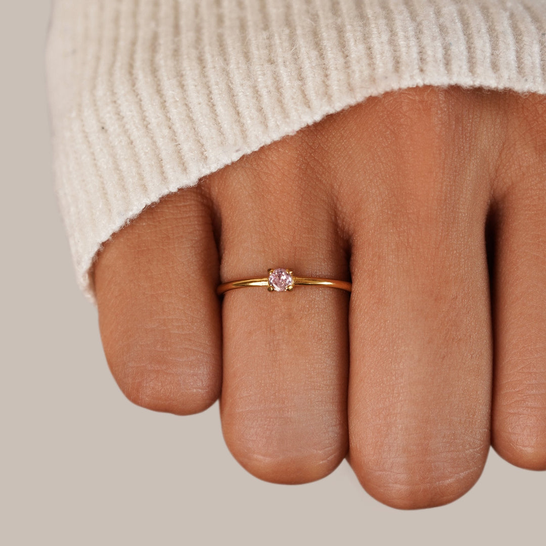 Soft gold ring with birthstone