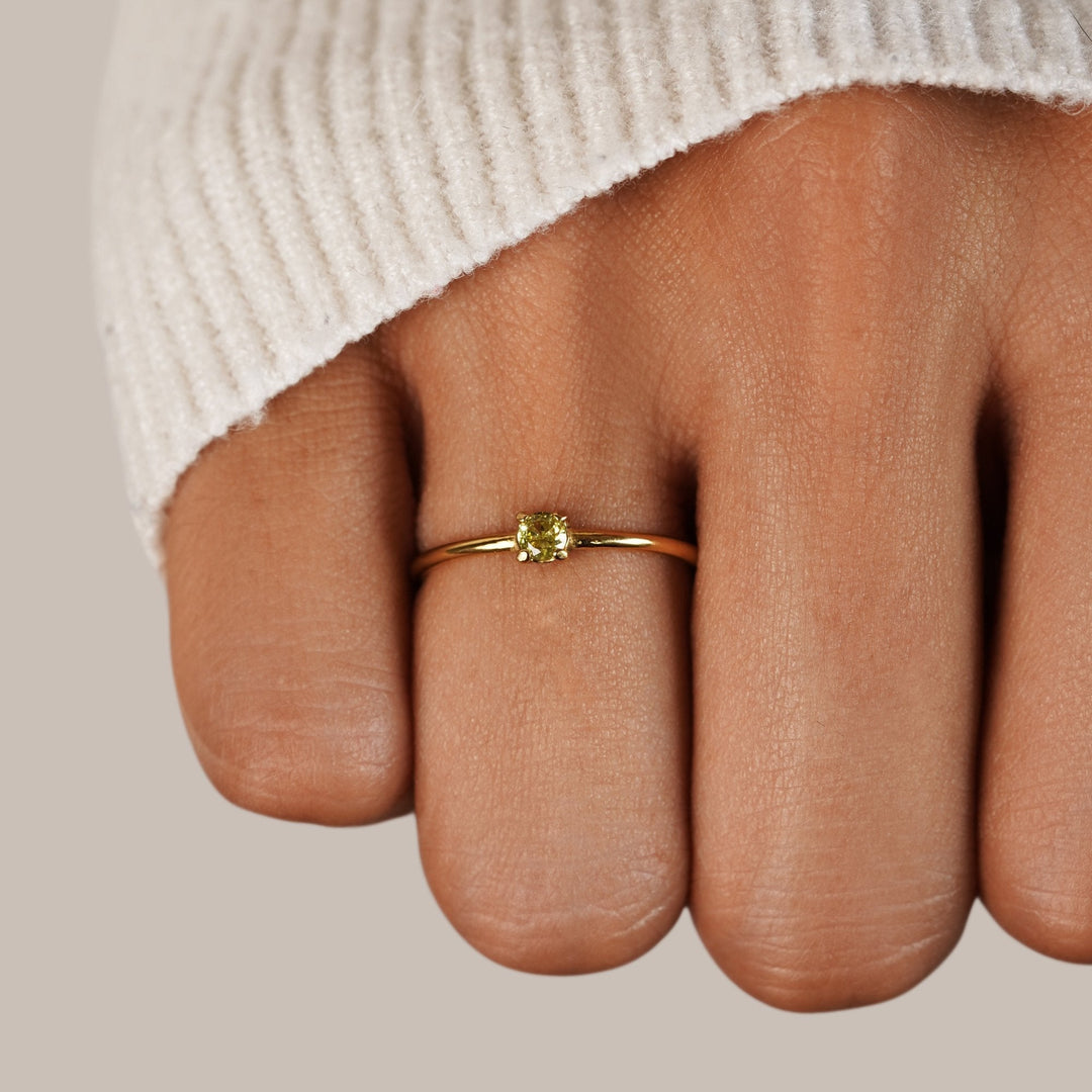Soft gold ring with birthstone