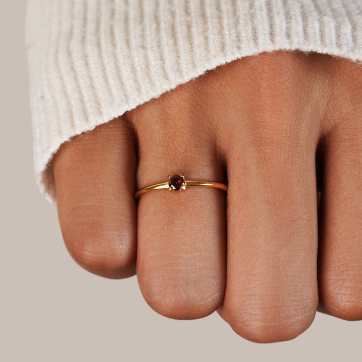 Soft gold ring with birthstone