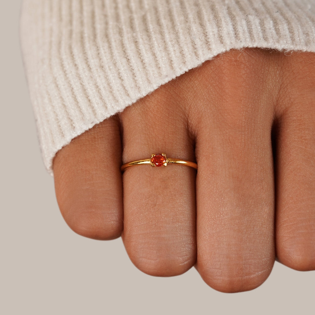 Soft gold ring with birthstone