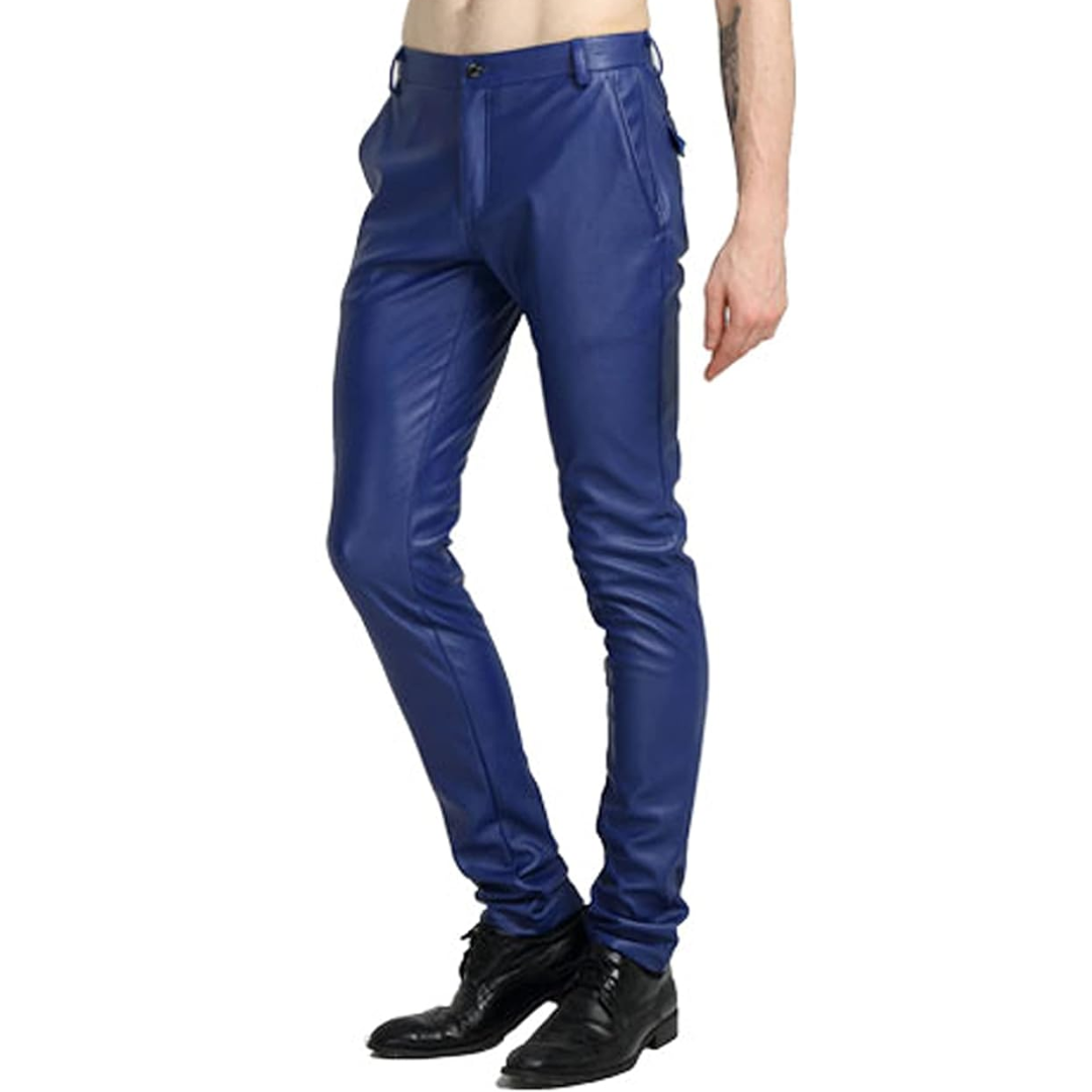 Men's Tapered Faux Leather Biker Trousers – Victor
