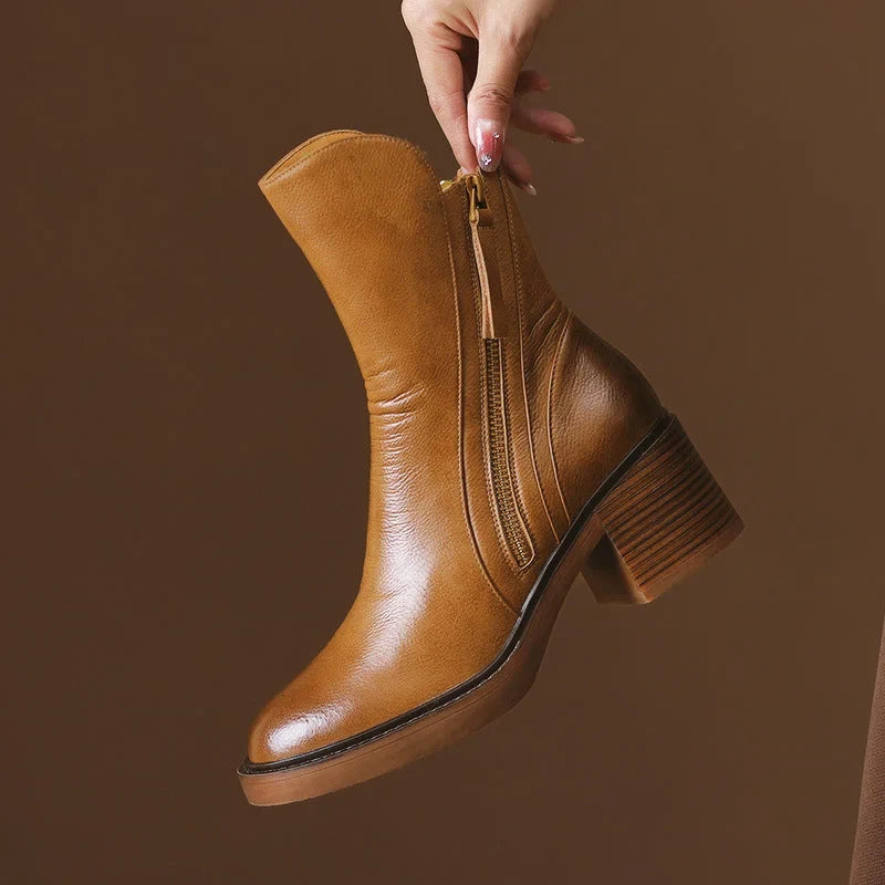 Women's Block Heel Zip-Up Ankle Boots