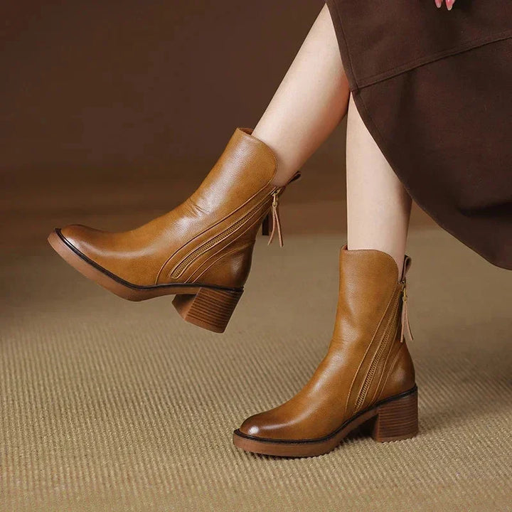 Women's Block Heel Zip-Up Ankle Boots