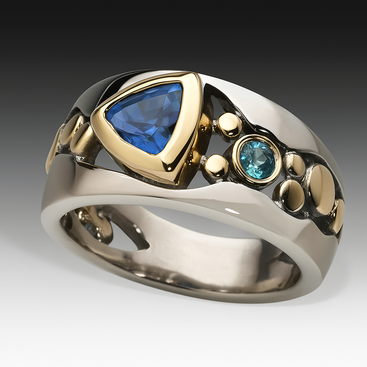 Vintage blue cubic zirconia boho ring