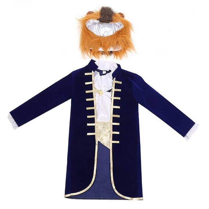 Boys' Halloween Beast Costume with Velvet Jacket and Faux Fur Hood