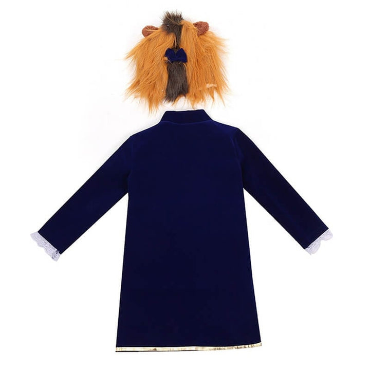 Boys' Halloween Beast Costume with Velvet Jacket and Faux Fur Hood