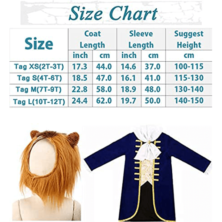 Boys' Halloween Beast Costume with Velvet Jacket and Faux Fur Hood