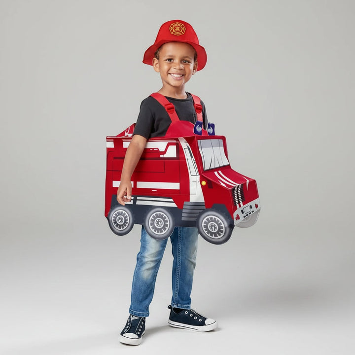 Boys' Halloween Firefighter Costume and Outfit with Reflective Stripes Fire Chief Badge for Dress Up