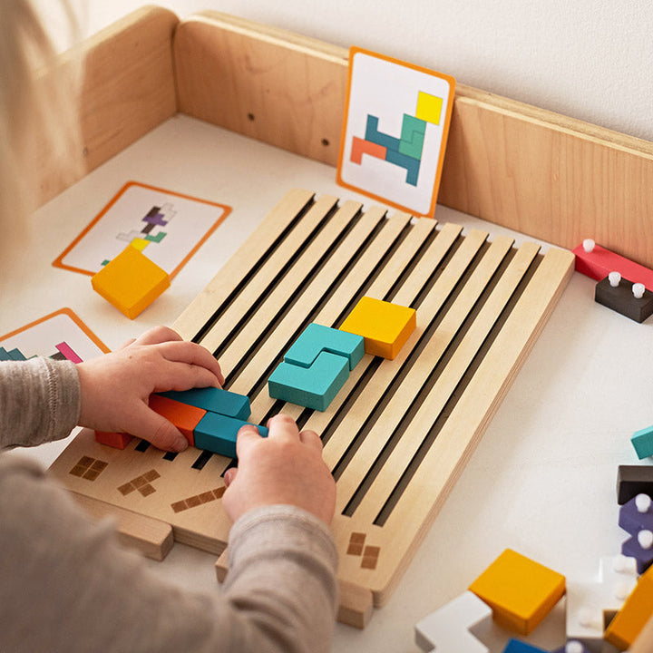 Montessori Wooden Tetris Stacking Puzzle – Educational Toy
