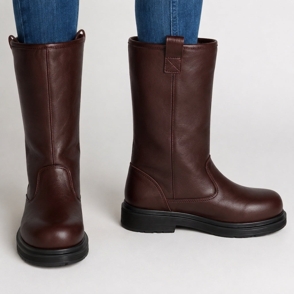 Men's Leather Boots – Lined, Water-Repellent, Casual for Autumn and Winter