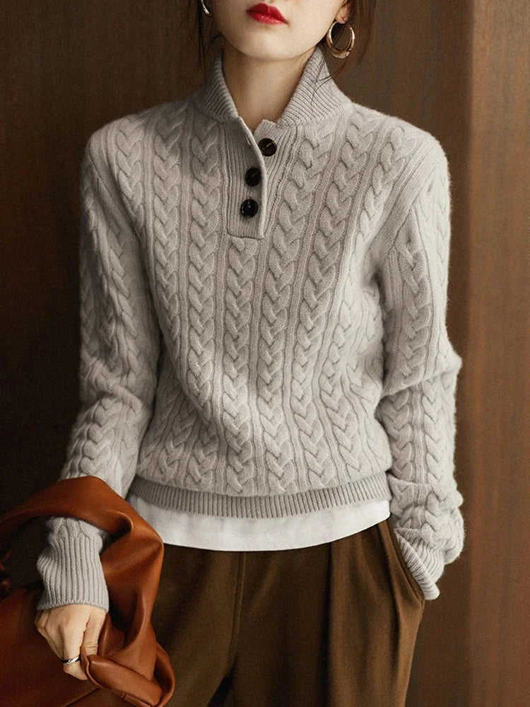 Button-Up Cable Knit Sweater