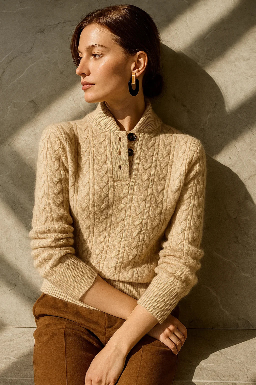 Button-Up Cable Knit Sweater