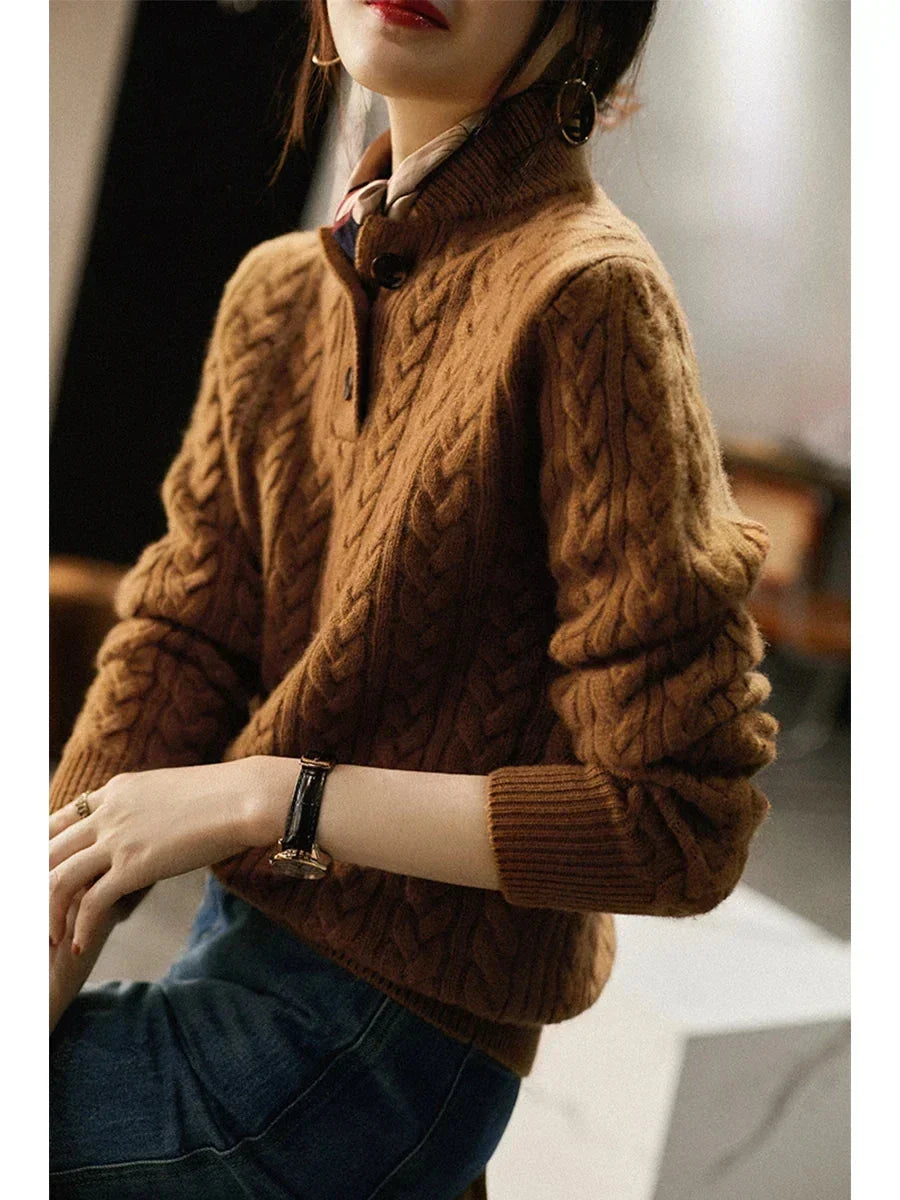 Button-Up Cable Knit Sweater