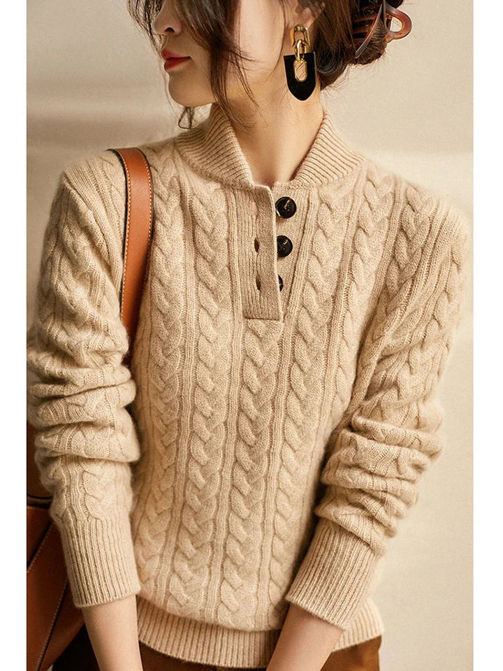Button-Up Cable Knit Sweater