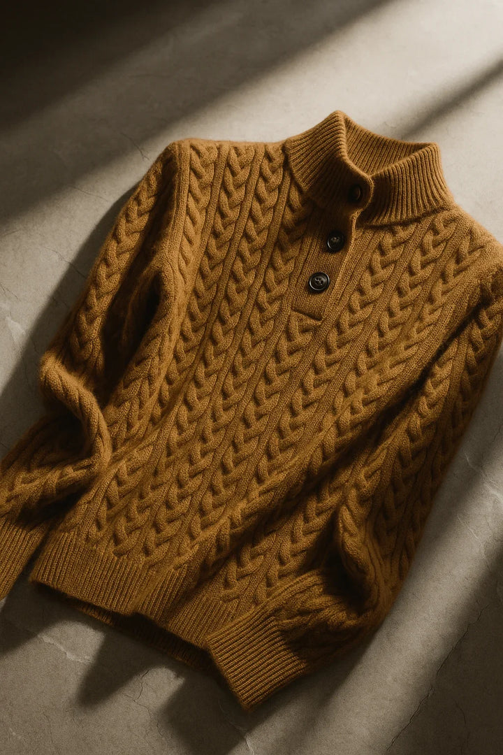 Button-Up Cable Knit Sweater