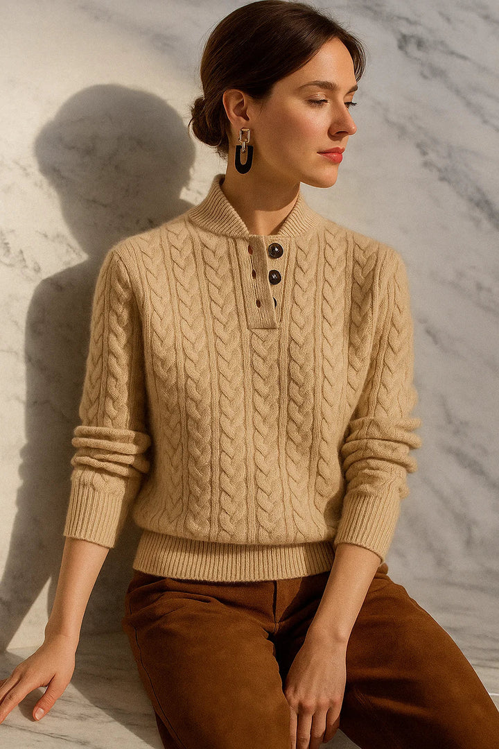 Button-Up Cable Knit Sweater
