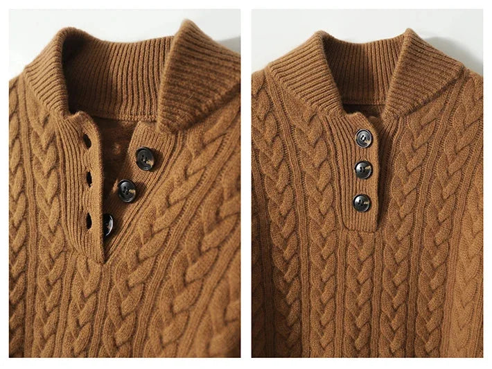 Button-Up Cable Knit Sweater