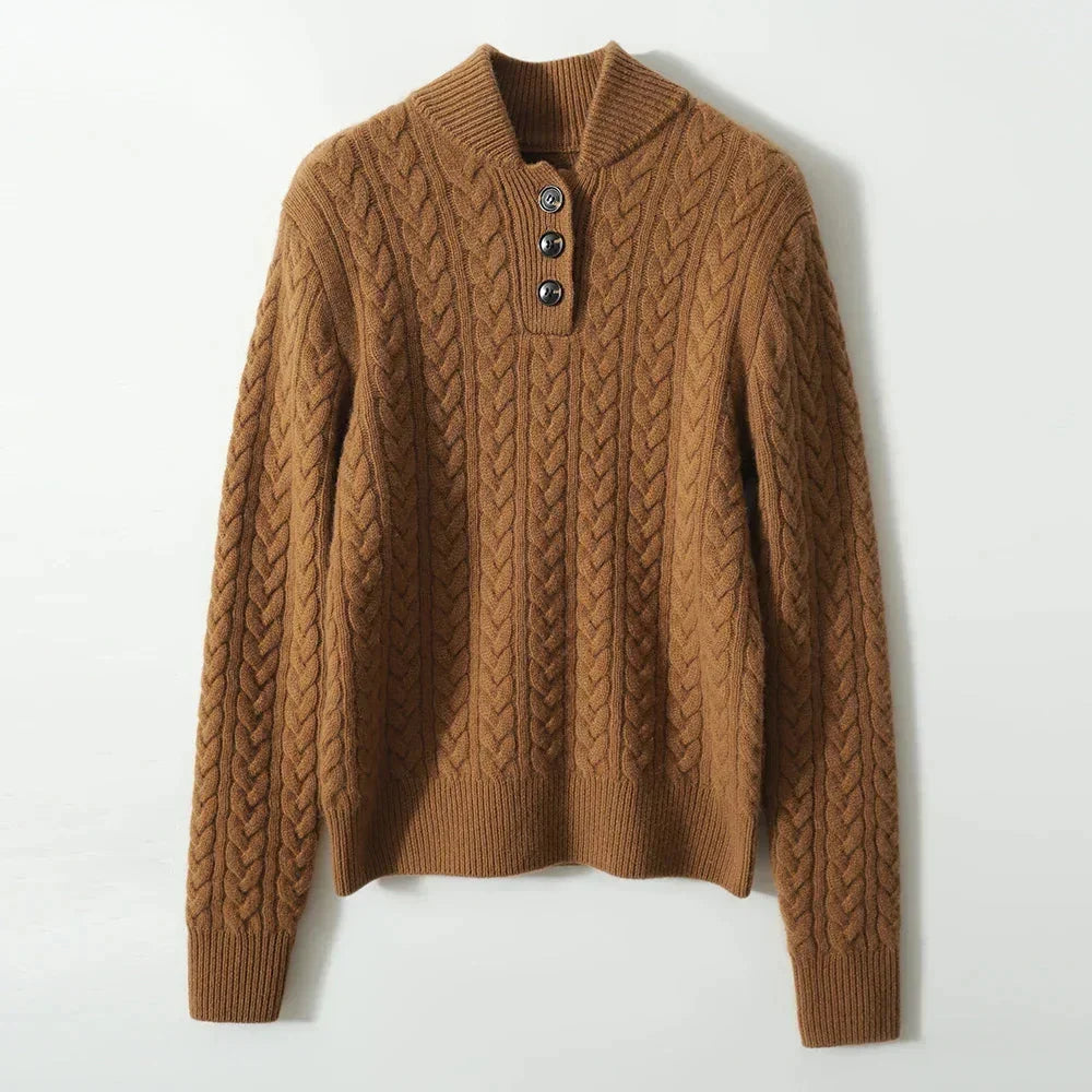 Button-Up Cable Knit Sweater