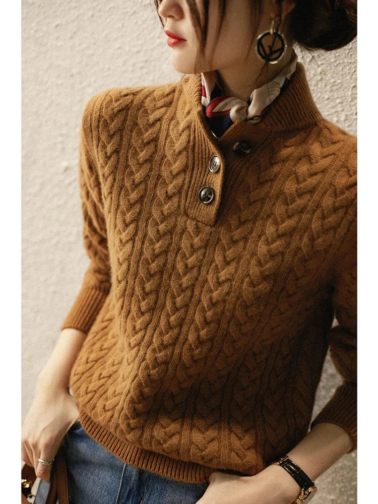 Button-Up Cable Knit Sweater