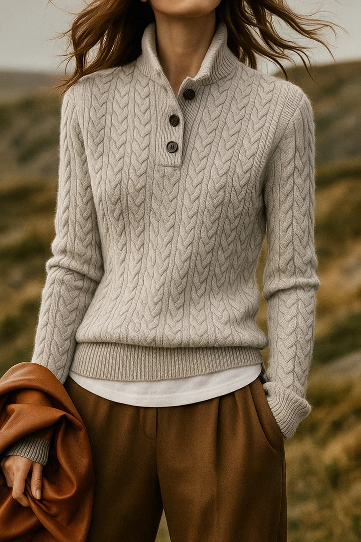 Button-Up Cable Knit Sweater