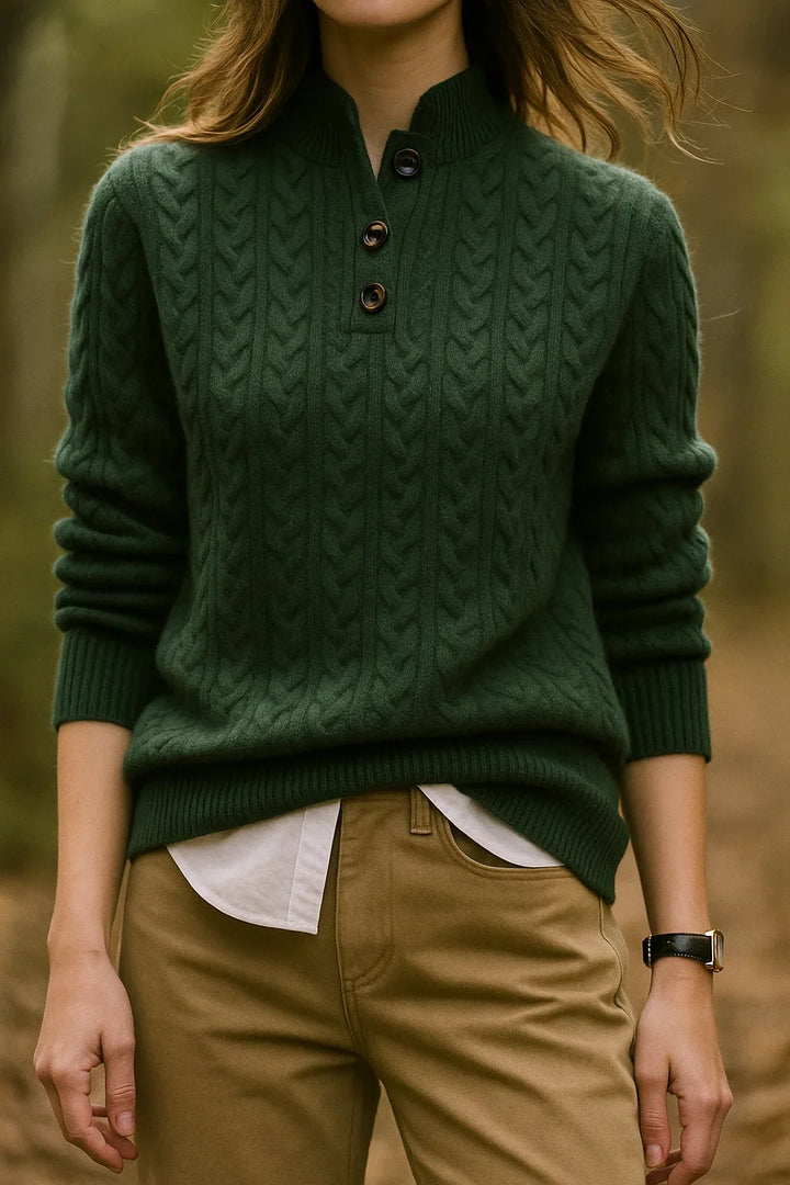 Button-Up Cable Knit Sweater